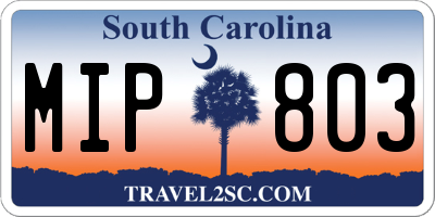 SC license plate MIP803