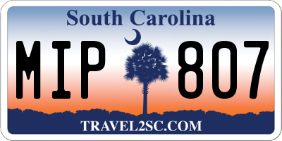 SC license plate MIP807