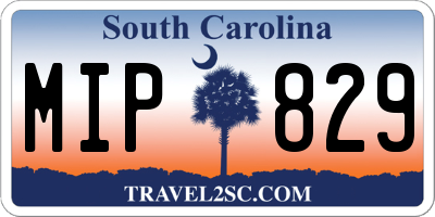 SC license plate MIP829