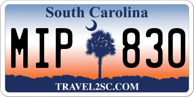 SC license plate MIP830
