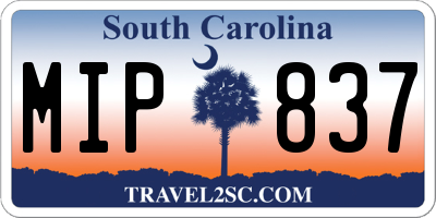 SC license plate MIP837