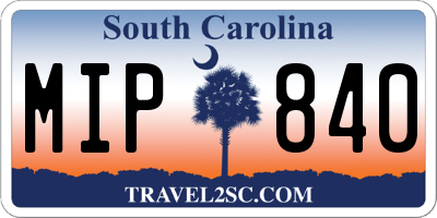 SC license plate MIP840