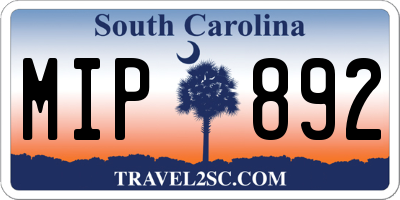 SC license plate MIP892
