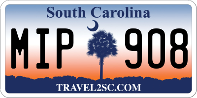 SC license plate MIP908