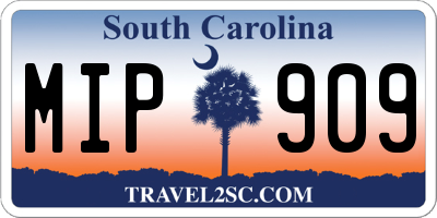 SC license plate MIP909