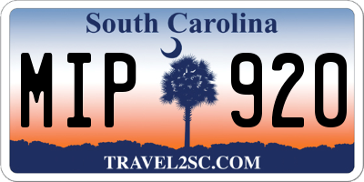 SC license plate MIP920