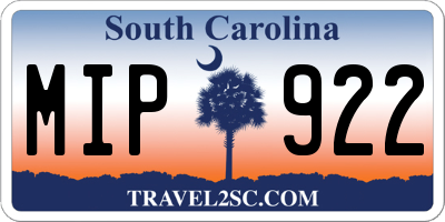 SC license plate MIP922