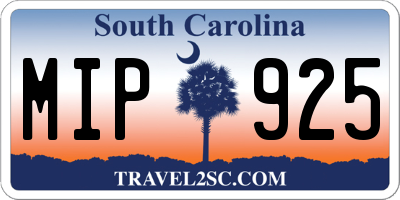 SC license plate MIP925