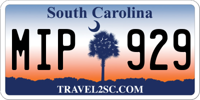 SC license plate MIP929