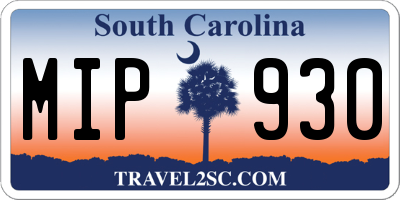 SC license plate MIP930