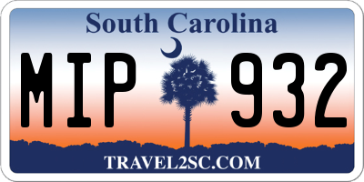 SC license plate MIP932
