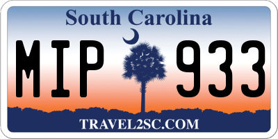 SC license plate MIP933