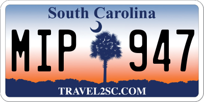 SC license plate MIP947