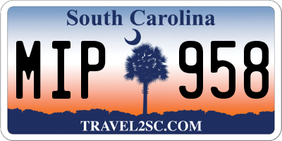 SC license plate MIP958
