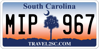 SC license plate MIP967