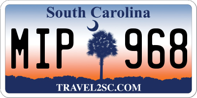 SC license plate MIP968