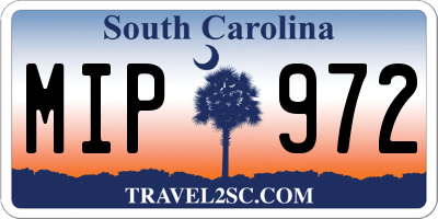 SC license plate MIP972