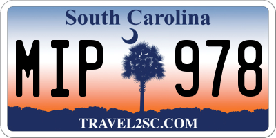 SC license plate MIP978