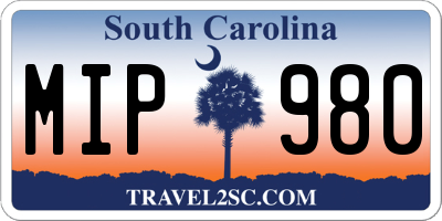 SC license plate MIP980
