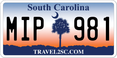 SC license plate MIP981