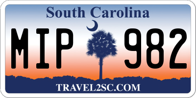 SC license plate MIP982