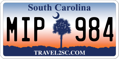 SC license plate MIP984