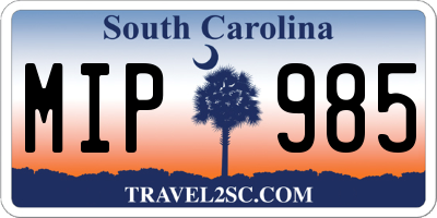 SC license plate MIP985
