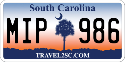 SC license plate MIP986