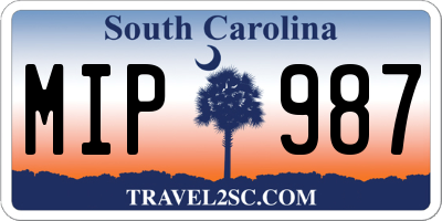 SC license plate MIP987