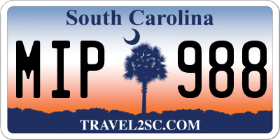 SC license plate MIP988