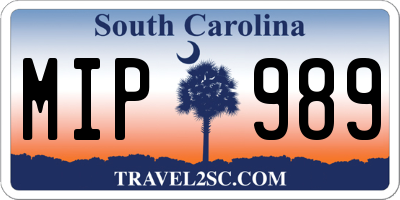 SC license plate MIP989