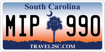 SC license plate MIP990