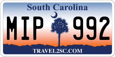 SC license plate MIP992
