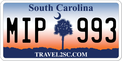 SC license plate MIP993
