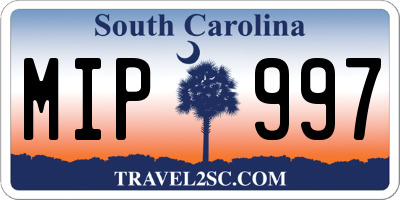 SC license plate MIP997