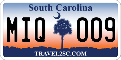 SC license plate MIQ009