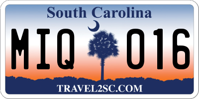 SC license plate MIQ016