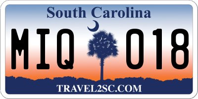 SC license plate MIQ018