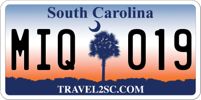 SC license plate MIQ019
