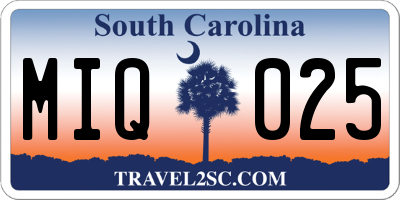 SC license plate MIQ025