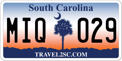 SC license plate MIQ029