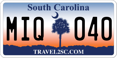 SC license plate MIQ040