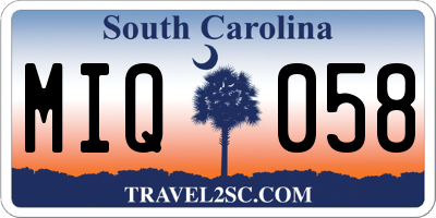 SC license plate MIQ058