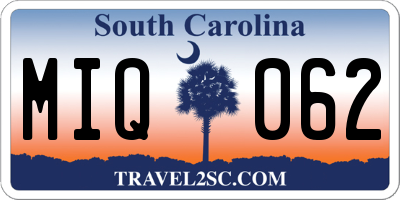 SC license plate MIQ062