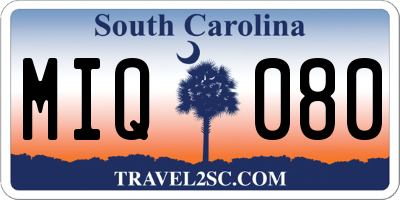 SC license plate MIQ080