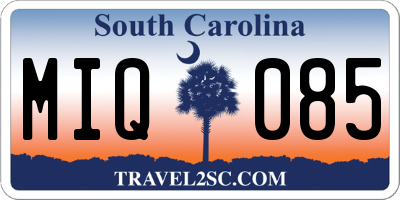 SC license plate MIQ085
