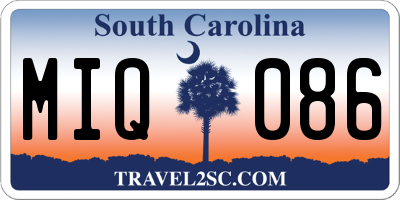 SC license plate MIQ086