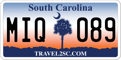 SC license plate MIQ089
