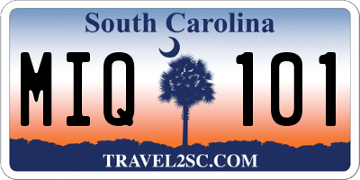 SC license plate MIQ101