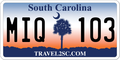 SC license plate MIQ103